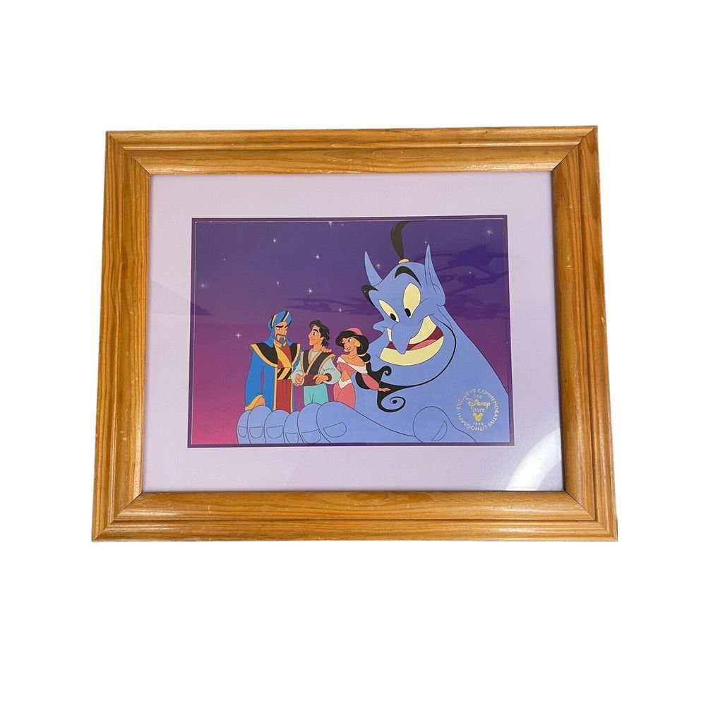 Disney ALADDIN Walt Disney Store 1996 Exclusive Commemorative‎ Framed Lithograph